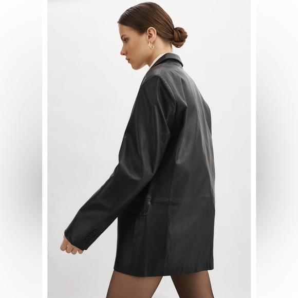 NWT Lamarque Black Felina Oversized Leather Blazer Size Large $675+ - Picture 6 of 15